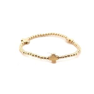 Enewton 3mm Gold Filled Beaded Stretch Bracelet with Three Cross Charms